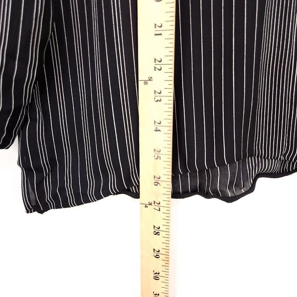 Vince Silk Tunic Top Size 2 Sheer Black Striped Elegant Professional Blouse - Picture 11 of 14